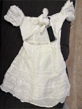 Gianni Bini White Eyelet Lace Midi Dress